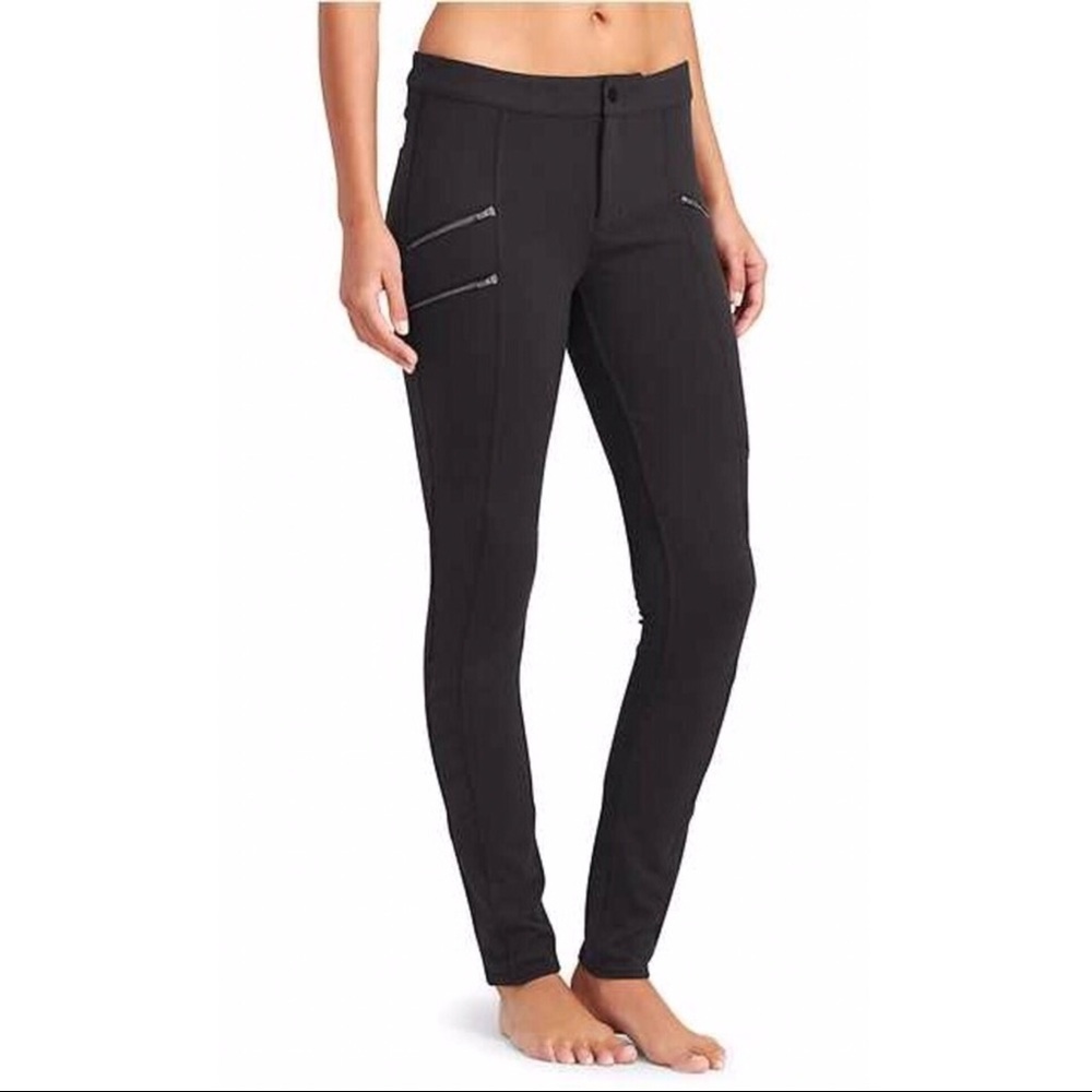 Athleta Black Ponte Moto Pants